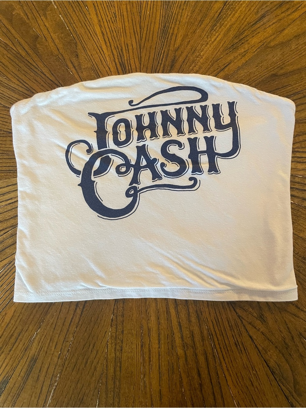 Johnny Cash Graphic White Strapless Tube Top